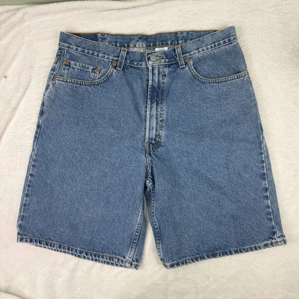 Levis 550 Relaxed Fit Denim Shorts Mens 38 Blue Med Wash Cotton‎ Jean Jorts Dad